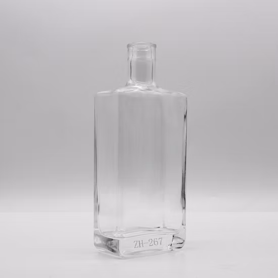 Bouteille en verre d'alcool carrée en gros, bouteille d'alcool de 500ml, bouteilles de tequila