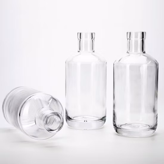 250 ml 375 ml 500 ml 750 ml 25 cl 50 cl 75 cl High Flint Luxury Vodka Spirit Liqueur Rhum Tequila Brandy Whisky Bouteille en verre de vin Bouchon à vis Bouchon en liège Impression de décalcomanie dorée